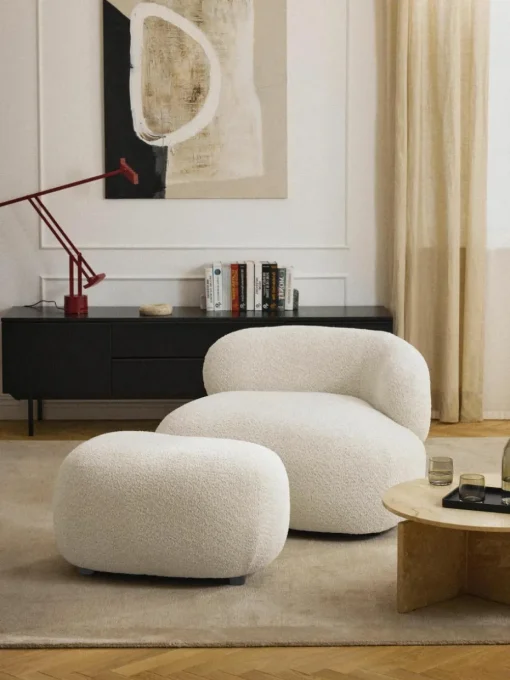 Loungefauteuil Alba uit teddy-bouclé
