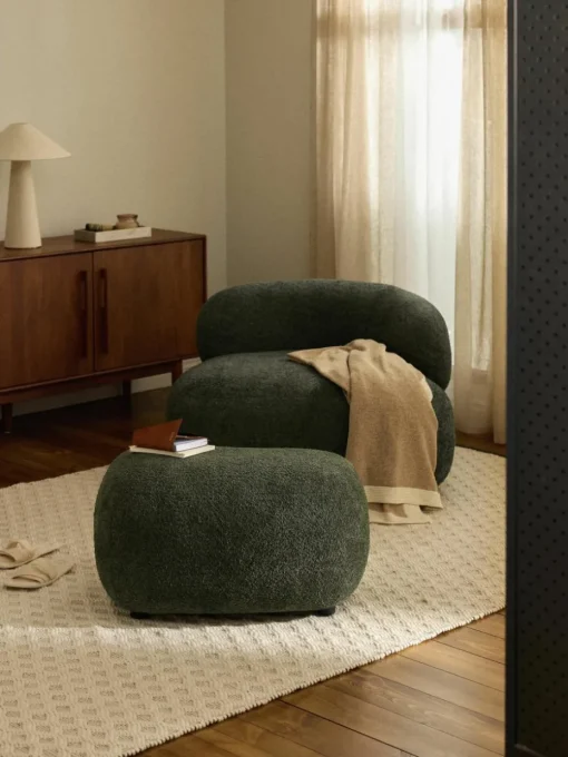 Loungefauteuil Alba uit teddy bouclé