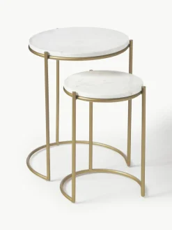 Marmeren bijzettafels Ella, set van 2