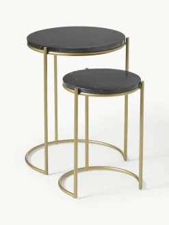 Marmeren bijzettafels Ella, set van 2