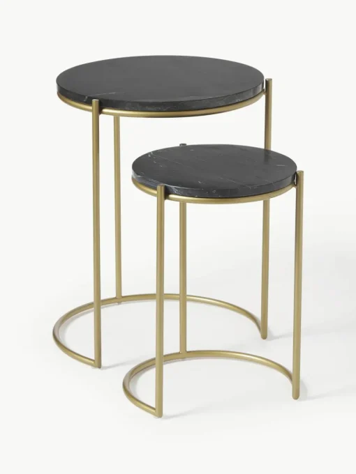 Marmeren bijzettafels Ella, set van 2