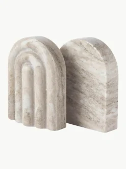 Marmeren boekensteunen Malie, 2 stuks