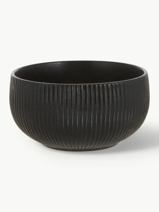 Mate schalen Neri met groefstructuur, 2 stuks