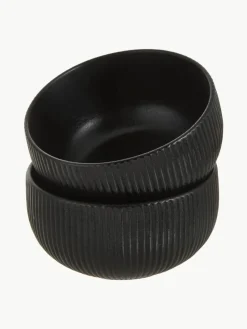 Mate schalen Neri met groefstructuur, 2 stuks