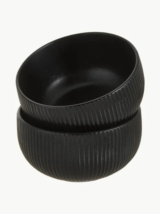 Mate schalen Neri met groefstructuur, 2 stuks