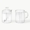 Melkkan en suikerpotset Brilia van glas, set van 3
