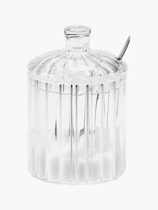 Melkkan en suikerpotset Brilia van glas, set van 3