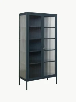 Metalen vitrinekast The Collector met geribbeld glas