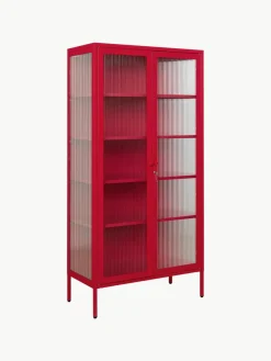Metalen vitrinekast The Collector met geribbeld glas