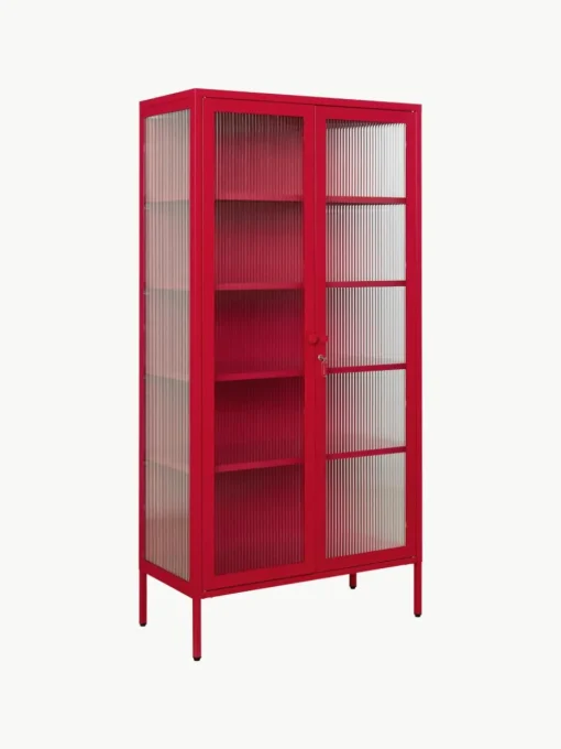 Metalen vitrinekast The Collector met geribbeld glas