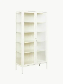Metalen vitrinekast The Collector met geribbeld glas