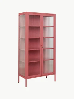 Metalen vitrinekast The Collector met geribbeld glas