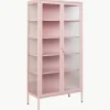 Metalen vitrinekast The Collector met geribbeld glas