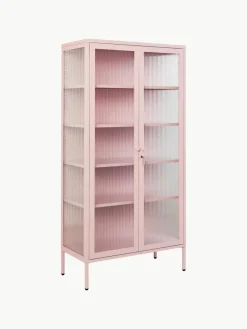 Metalen vitrinekast The Collector met geribbeld glas