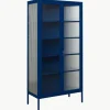 Metalen vitrinekast The Collector met geribbeld glas