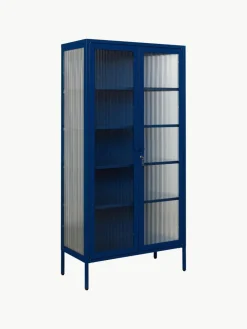 Metalen vitrinekast The Collector met geribbeld glas