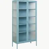 Metalen vitrinekast The Collector met geribbeld glas