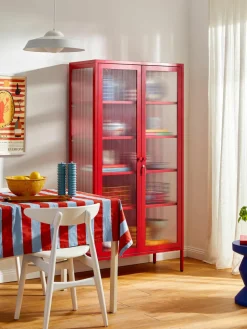 Metalen vitrinekast The Collector met geribbeld glas