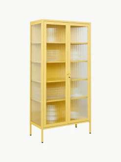 Metalen vitrinekast The Collector met geribbeld glas