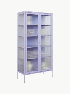 Metalen vitrinekast The Collector met geribbeld glas