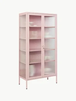Metalen vitrinekast The Collector met geribbeld glas