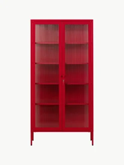 Metalen vitrinekast The Collector met geribbeld glas