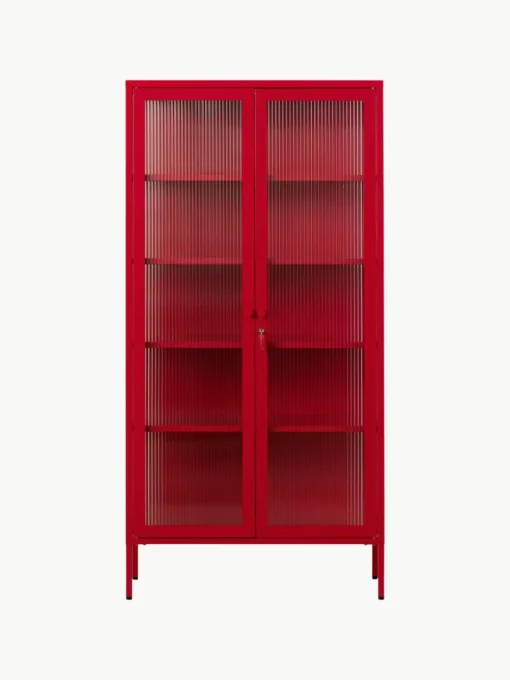 Metalen vitrinekast The Collector met geribbeld glas