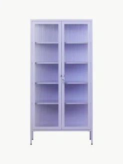Metalen vitrinekast The Collector met geribbeld glas