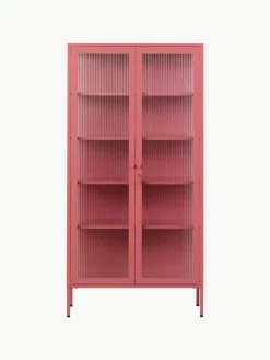 Metalen vitrinekast The Collector met geribbeld glas