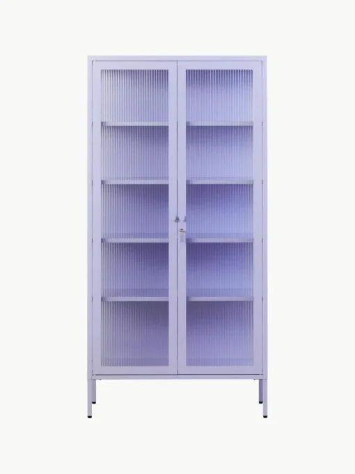 Metalen vitrinekast The Collector met geribbeld glas