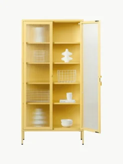 Metalen vitrinekast The Collector met geribbeld glas