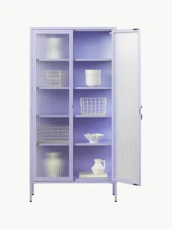 Metalen vitrinekast The Collector met geribbeld glas