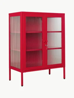 Metalen vitrinekast The Mixer met geribbeld glas