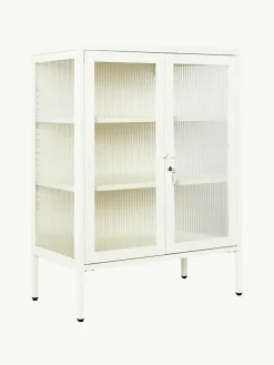 Metalen vitrinekast The Mixer met geribbeld glas