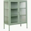 Metalen vitrinekast The Mixer met geribbeld glas
