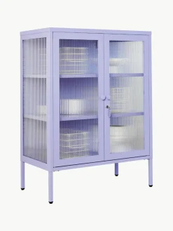 Metalen vitrinekast The Mixer met geribbeld glas