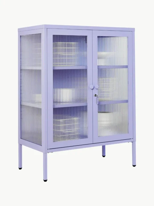 Metalen vitrinekast The Mixer met geribbeld glas