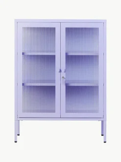 Metalen vitrinekast The Mixer met geribbeld glas