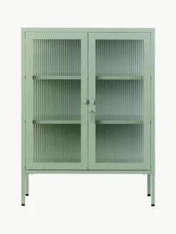 Metalen vitrinekast The Mixer met geribbeld glas