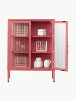 Metalen vitrinekast The Mixer met geribbeld glas