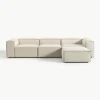 Modulaire bank Lennon (4-zits) van corduroy met poef (links/rechts)