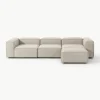 Modulaire bank Lennon (4-zits) van linnenmix met poef (links/rechts)