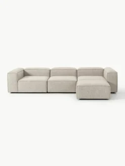 Modulaire bank Lennon (4-zits) van linnenmix met poef (links/rechts)