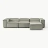 Modulaire bank Lennon (4-zits) van corduroy met poef (links/rechts)