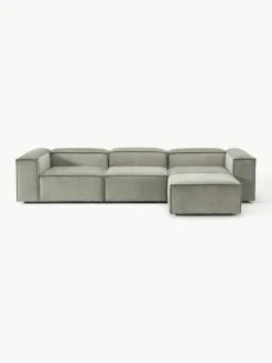 Modulaire bank Lennon (4-zits) van corduroy met poef (links/rechts)