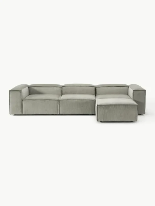Modulaire bank Lennon (4-zits) van corduroy met poef (links/rechts)