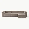 Modulaire bank Lennon (4-zits) van corduroy met poef (links/rechts)