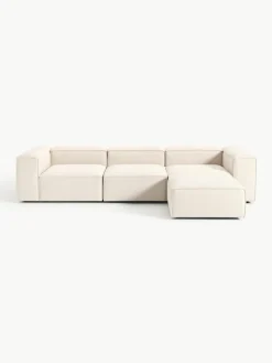 Modulaire bank Lennon (4-zits) van linnenmix met poef (links/rechts)