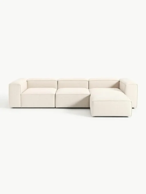 Modulaire bank Lennon (4-zits) van linnenmix met poef (links/rechts)