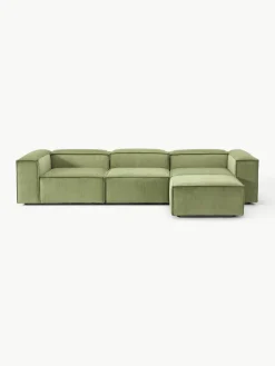 Modulaire bank Lennon (4-zits) van corduroy met poef (links/rechts)